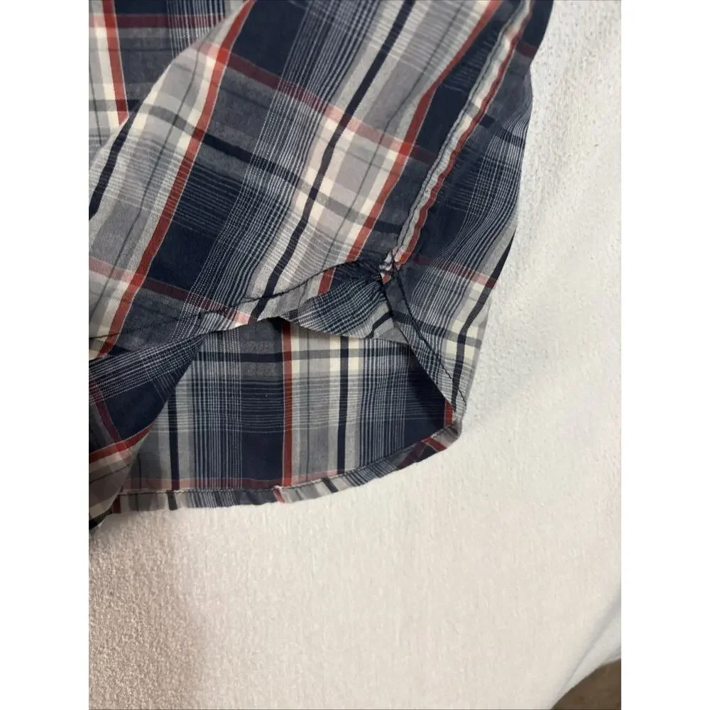 The North Face Men's L Plaid Woven Short Sleeve Button-Up Shirt Pocket